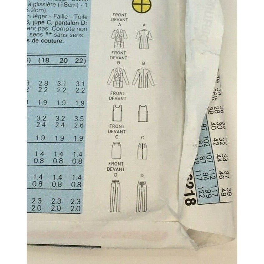 Butterick Sewing Pattern 6218 Career Skirt Suit Jacket Blazer Work Outfit 6-10