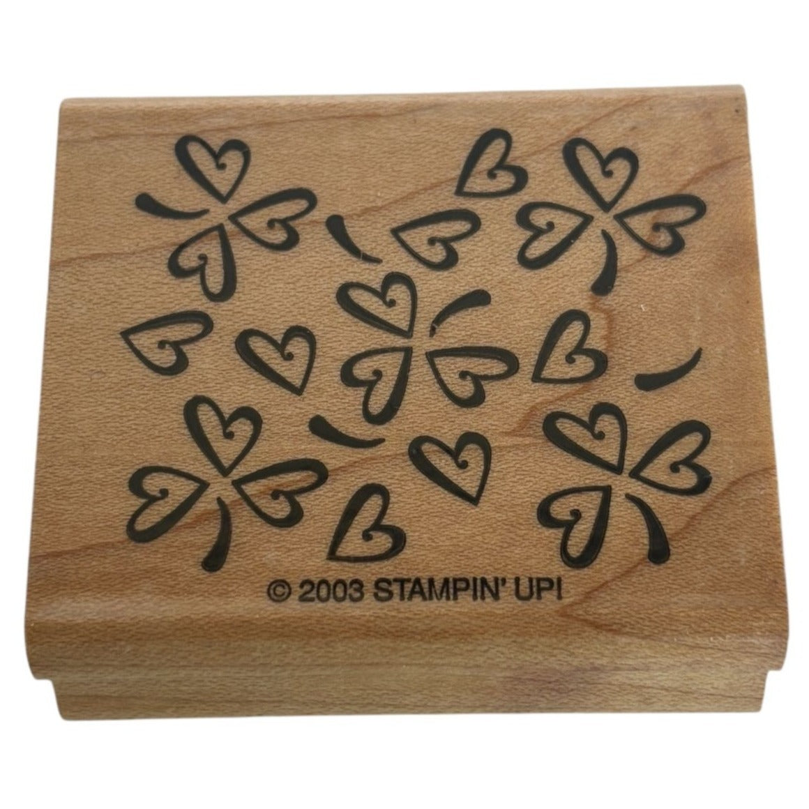 Stampin Up Wood Rubber Stamp Heart in Clover Pattern St Patricks Day Cad Making