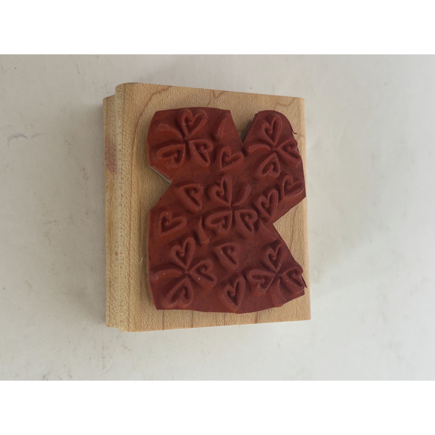 Stampin Up Wood Rubber Stamp Heart in Clover Pattern St Patricks Day Cad Making