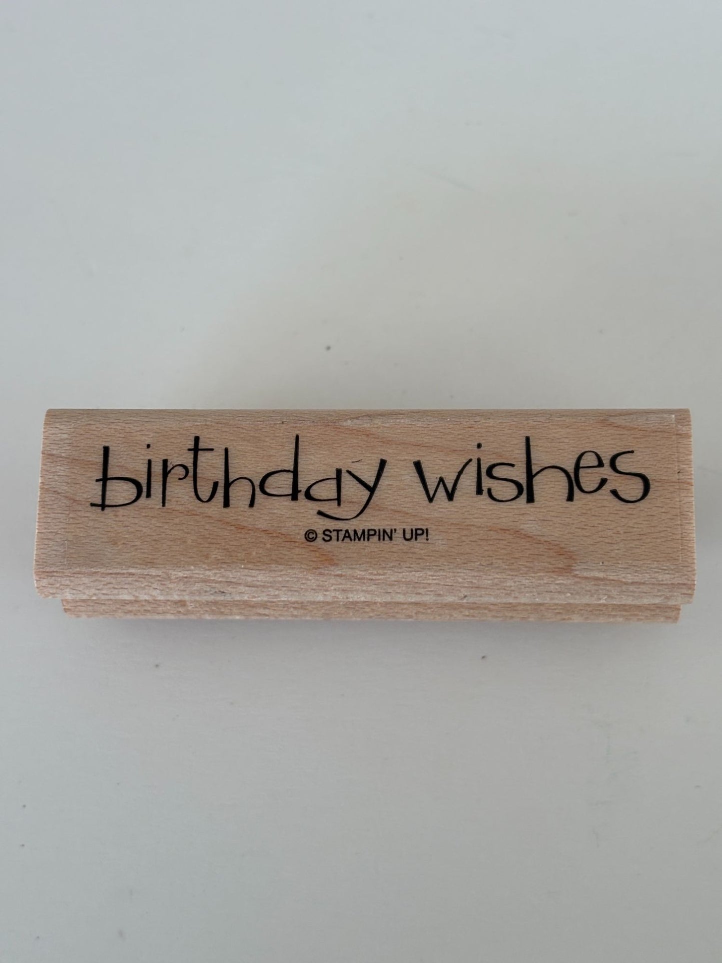 Stampin Up Rubber Stamp Birthday Wishes Card Making Words Sentiment Wood Mounted