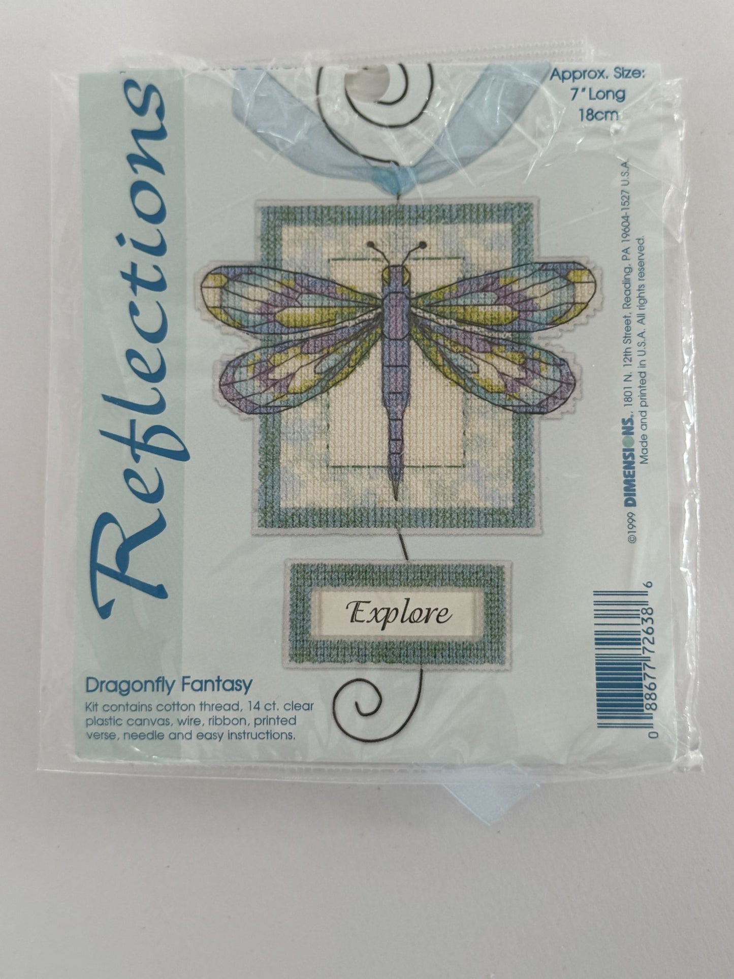 Dimensions Reflections Cross Stitch Kit Dragonfly Fantasy Explore Plastic Canvas