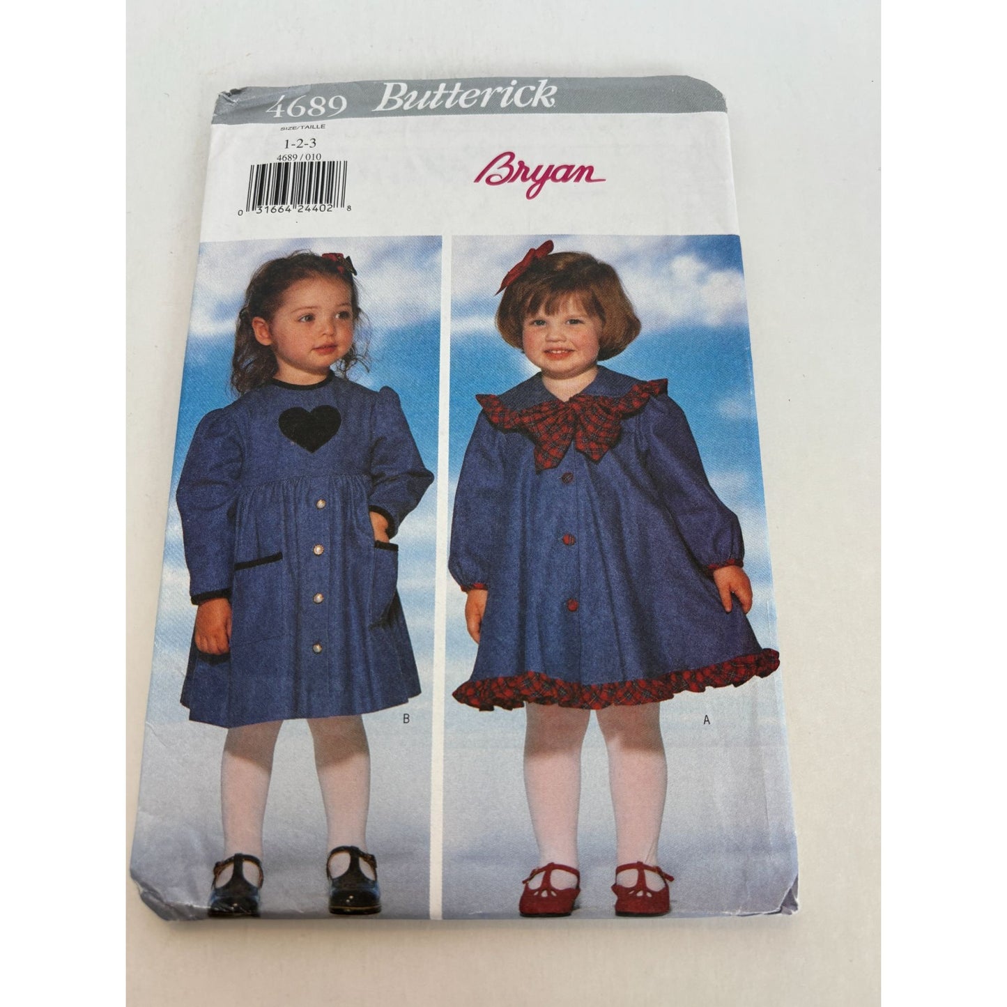 Butterick Sewing Pattern 4689 Dress Toddler 1 2 3 Mid-Knee Length Fall Easy UC