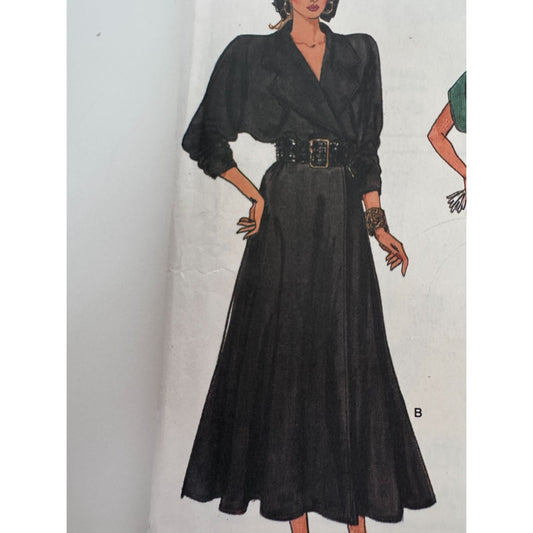 Vogue Sewing Pattern 9769 Wrap Dress 1980s Fashion Vintage Uncut 12 14 16