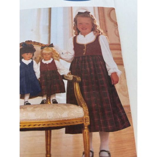 Butterick Sewing Pattern 5852 Matching Girl and Doll Outfits Jumper Dress 2-5