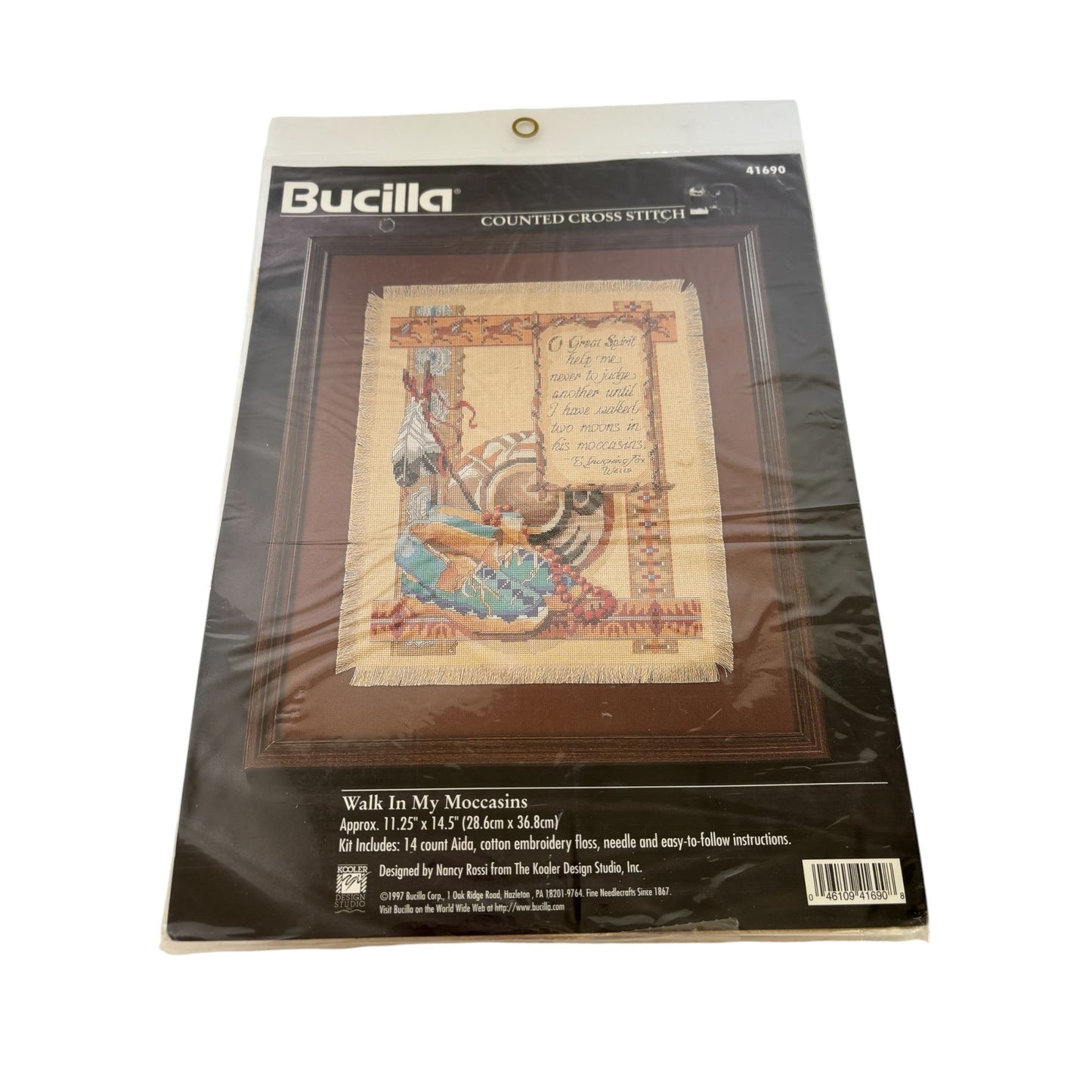 Bucilla Walk In My Moccasins Cross Stitch Kit Native American Southwest Design