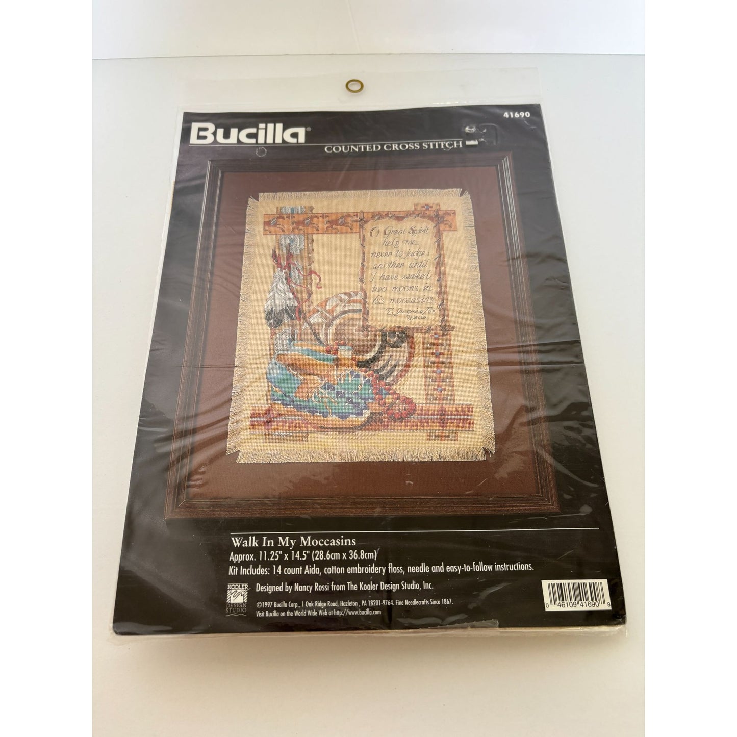 Bucilla Walk In My Moccasins Cross Stitch Kit Native American Southwest Design