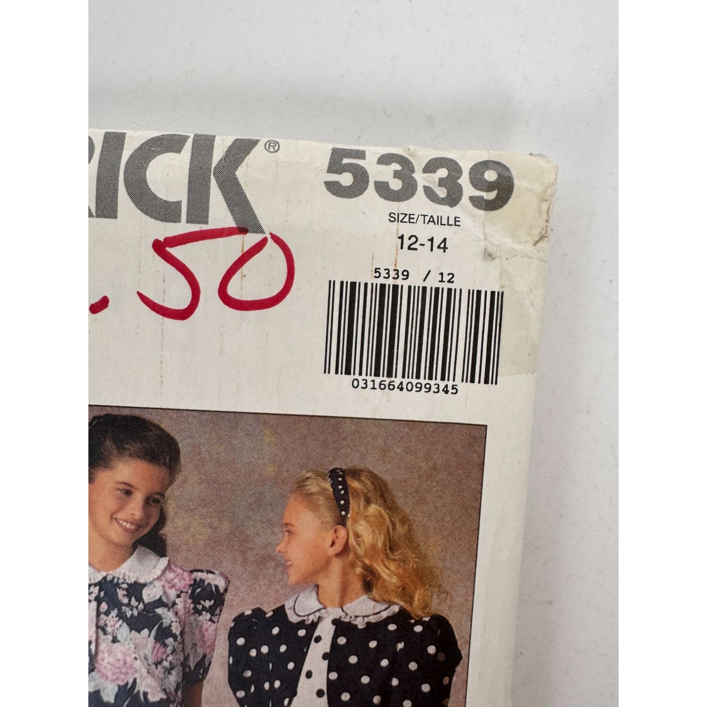 Butterick Sewing Pattern 5339 Girls Jacket Dress Jumpsuit 12-14 Easy 1990s Uncut