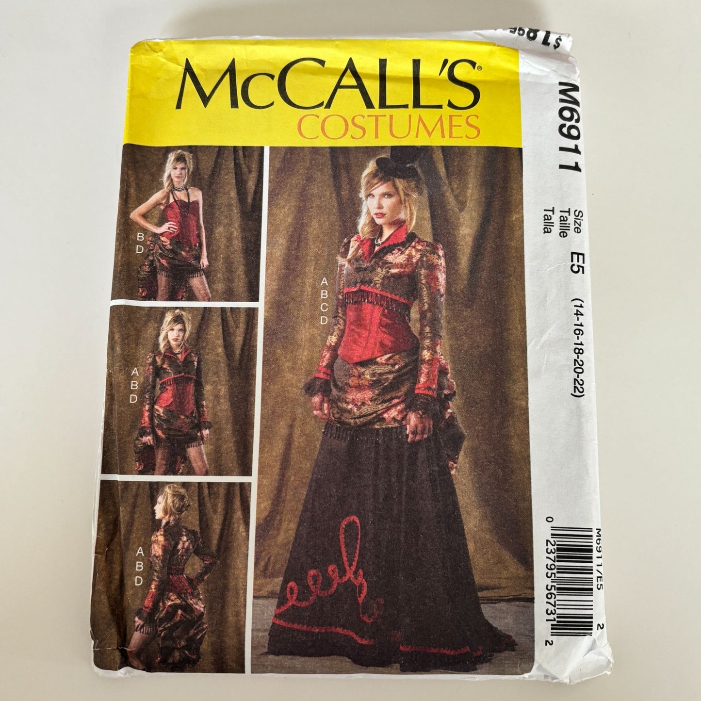 McCalls Sewing Pattern M6911 Steampunk Corset Skirt Bustle Costume Victorian Outfit 14–22 UNCUT