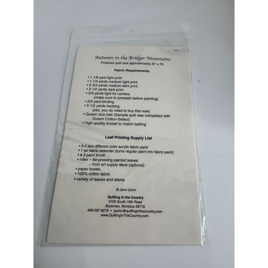 Autumn in the Bridger Mountains Quilt Pattern Jane Quinn Quilting in the Country