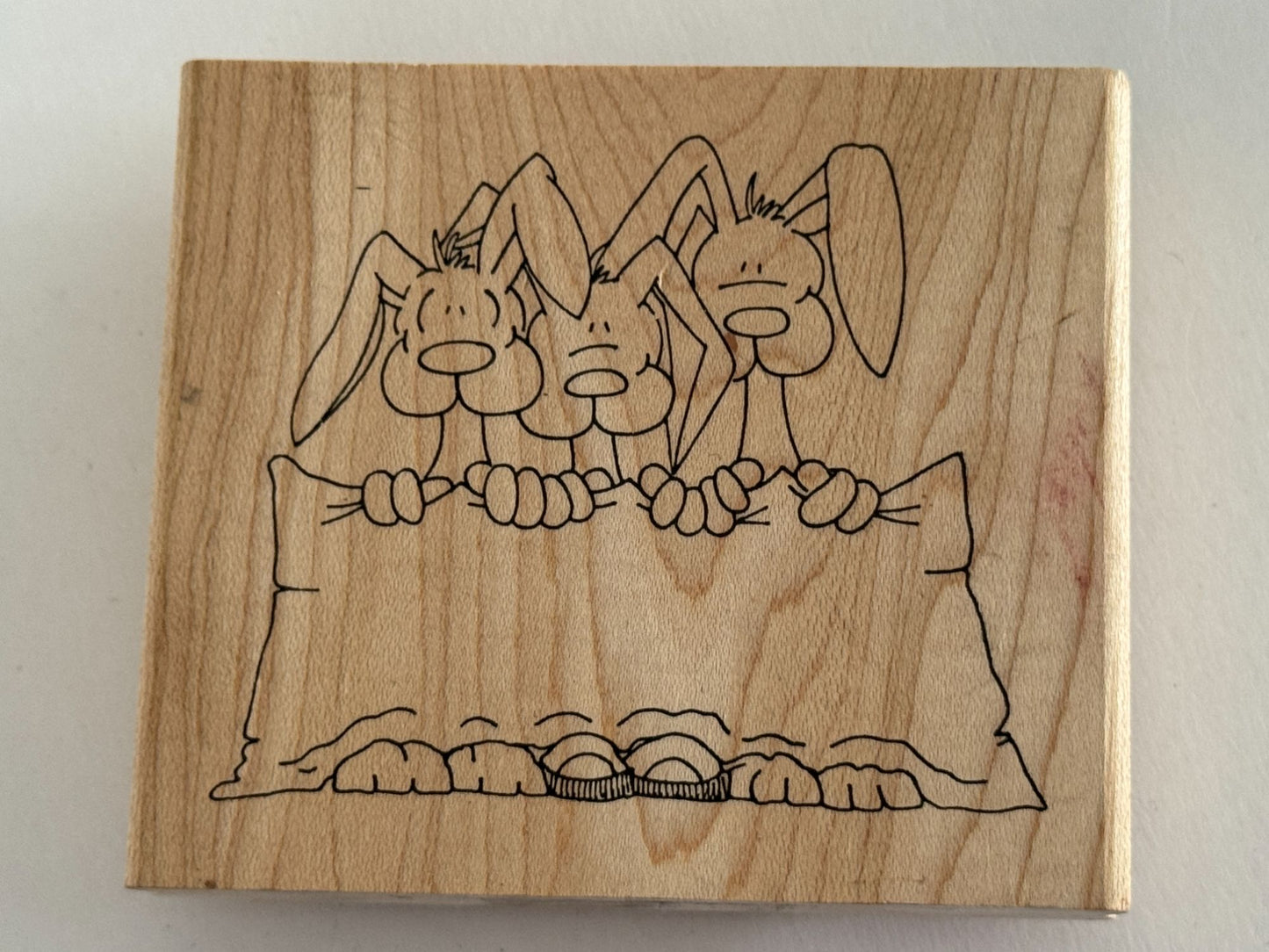Inky Antics Rubber Stamp Bunny Banner Rabbits Holding Sign Animals Funny Humor