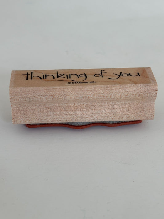 Stampin Up Rubber Stamp Thinking of You Card Making Words Sentiment Wood Mounted