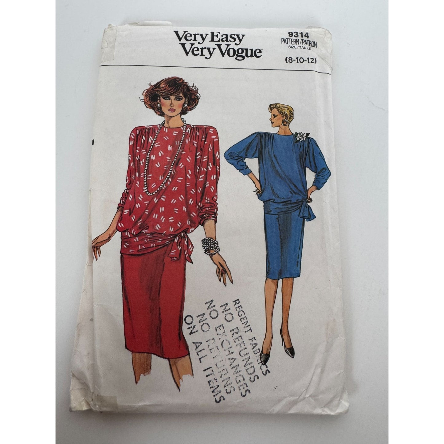 Vogue Sewing Pattern 9314 Blouson Top Wrap Straight Skirt Work Outfit 8 10 12 UC