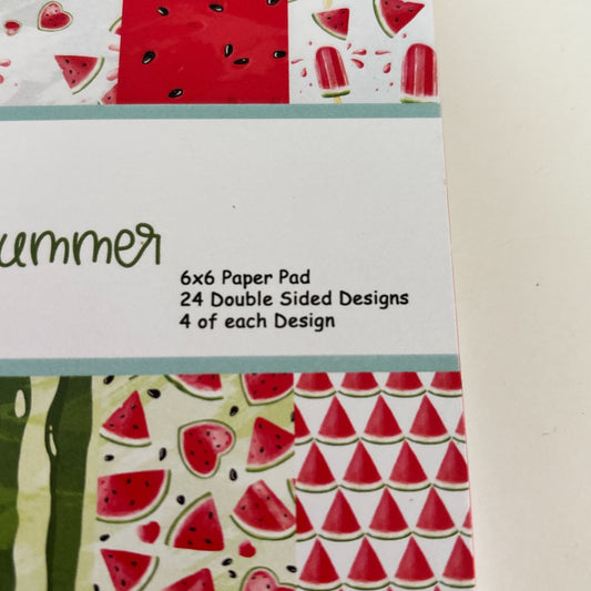 Not 2 Shabby Scrapbook Paper Pad 6x6 Watermelon Summer 24 Double-Sided Designs
