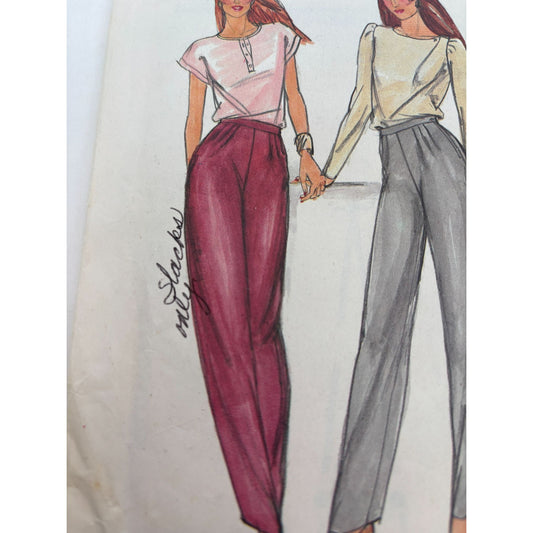 Butterick Sewing Pattern 3498 Proportioned Pants Tapered or Narrow Legs 12 Uncut