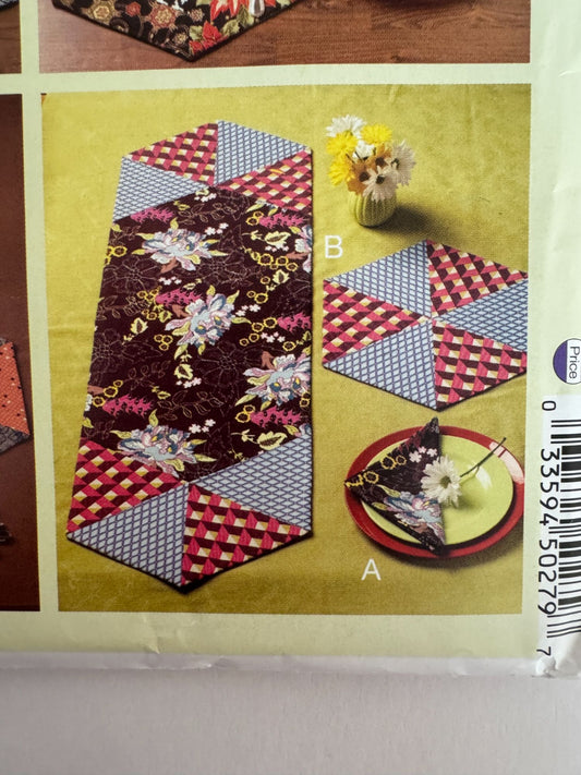Kwik Sew Sewing Pattern Ellie Mae K186 Table Setting Home Decor Runner Napkins
