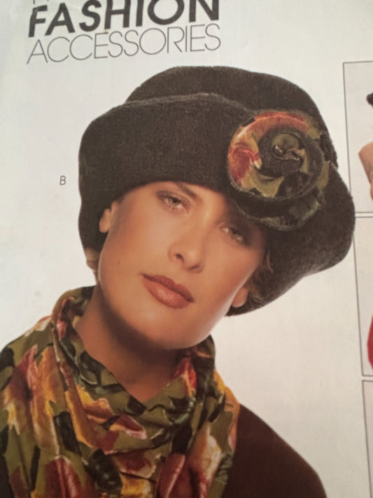 McCalls Sewing Pattern 9063 Winter Hats Scarf Neck Warmer Hood Dickie Skiing UC
