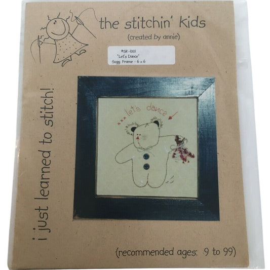 The Stitchin Kids Embroidery Pattern Lets Dance Teddy Bear Beginner Nursery Deco