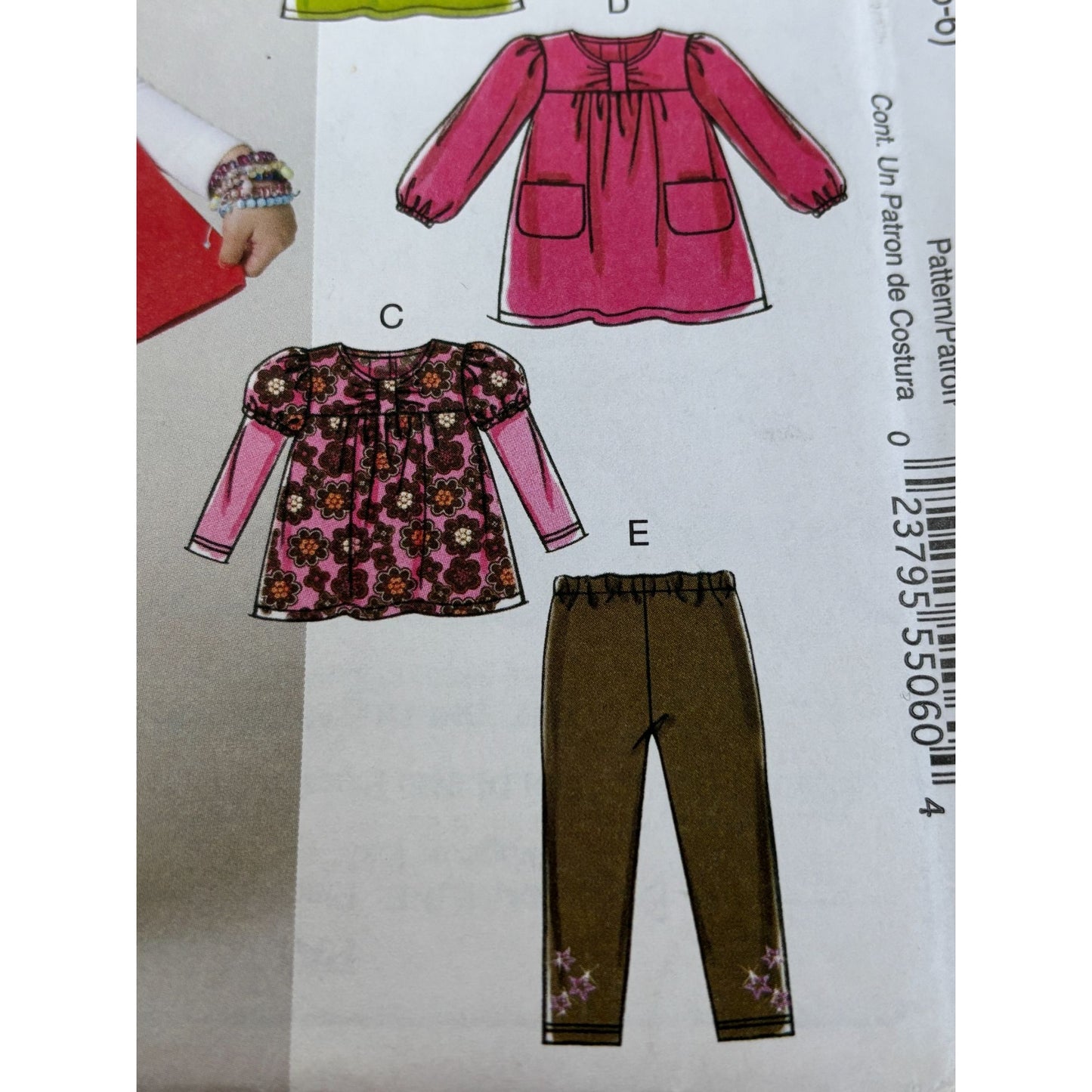 McCalls Sewing Pattern M6153 Toddlers Childrens Girls Tops Dresses Leggings 4T-6