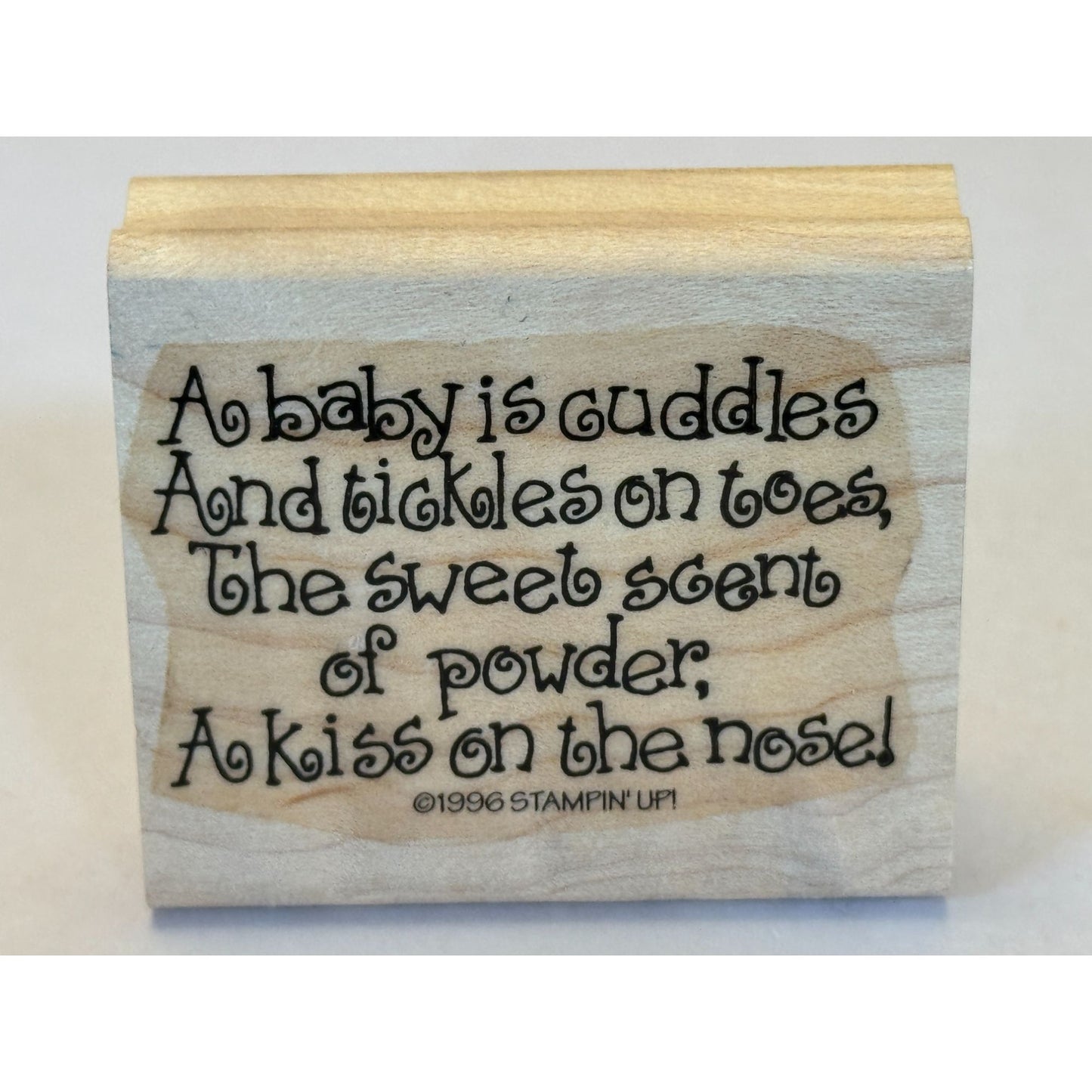 Stampin Up Rubber Stamp Baby Cuddles and Tickles Poem Kiss on Nose Card Making