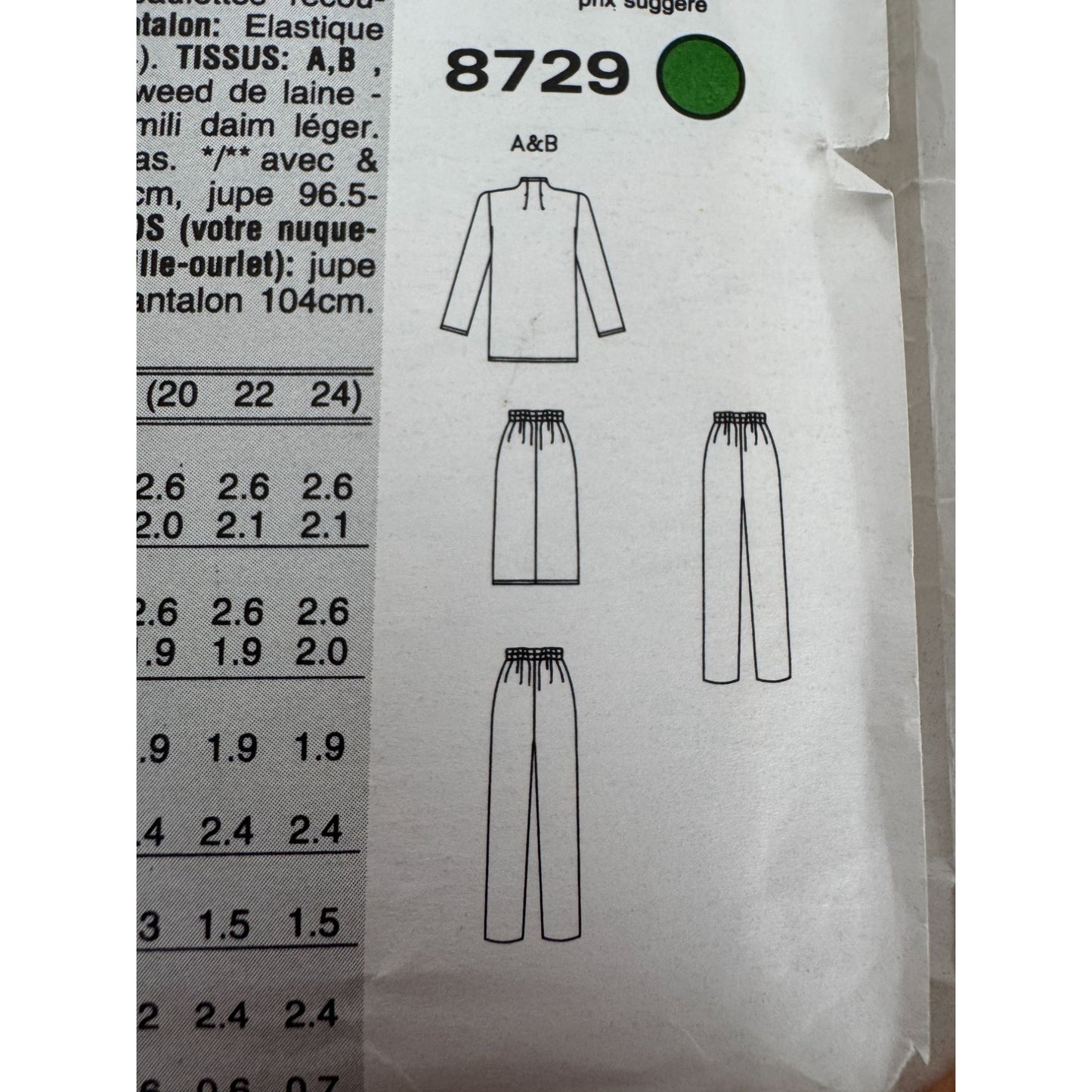 Vogue Sewing Pattern 8729 Work Jacket Straight Skirt Tapered Pants 14 16 18 UC
