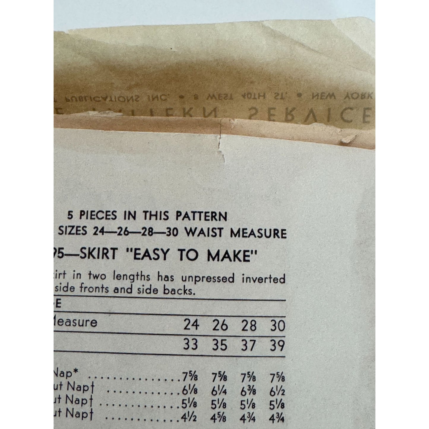 Vogue Sewing Pattern 8495 Full Circle Skirt Flared 26 Waist 1950s Vintage Cut