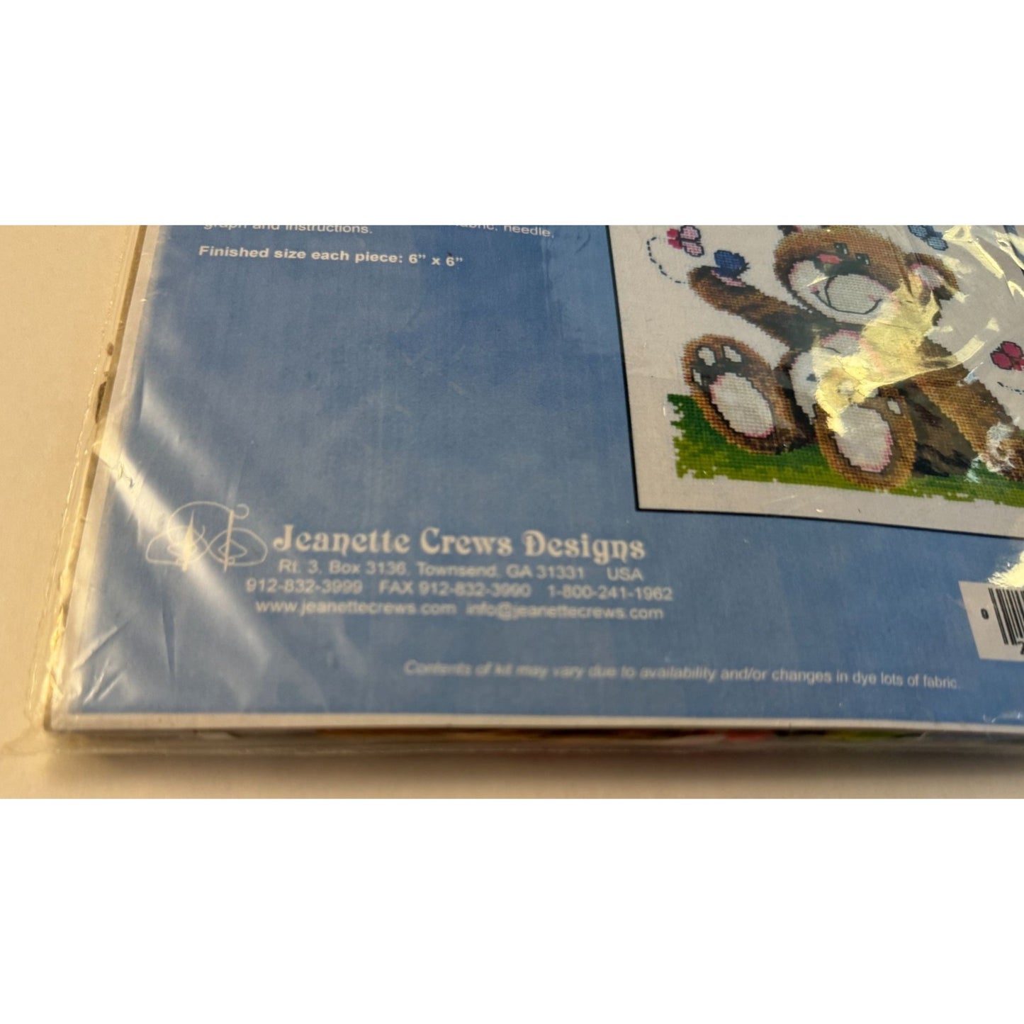 Jeanette Crews Cross Stitch Kit Butterfly Bears by Fiona Jude Baby Room Teddy