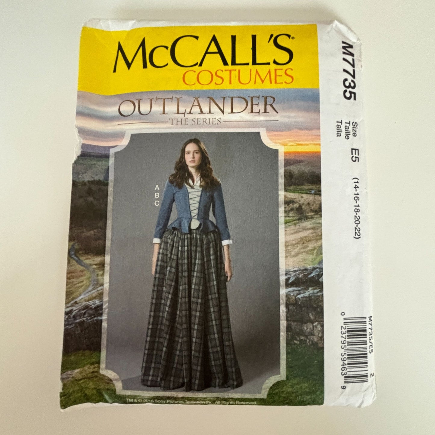 McCalls Sewing Pattern M7735 Outlander Costume Corset Historical Dress Cosplay 14-22 Uncut