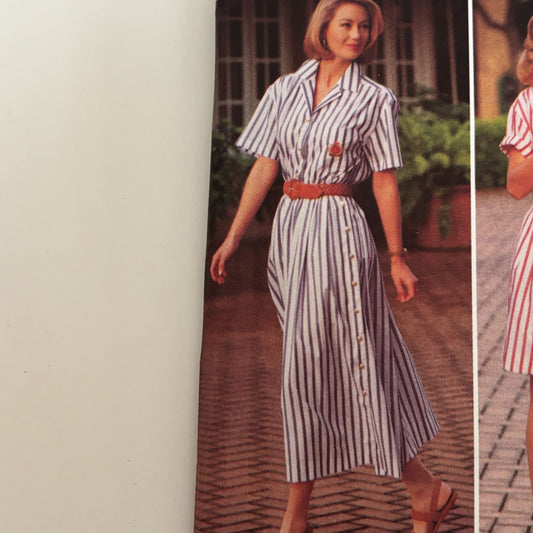 Butterick Sewing Pattern 6775 90s Shirt Dress Shorts Preppy Summer Outfit Skirt 6-10 Uncut