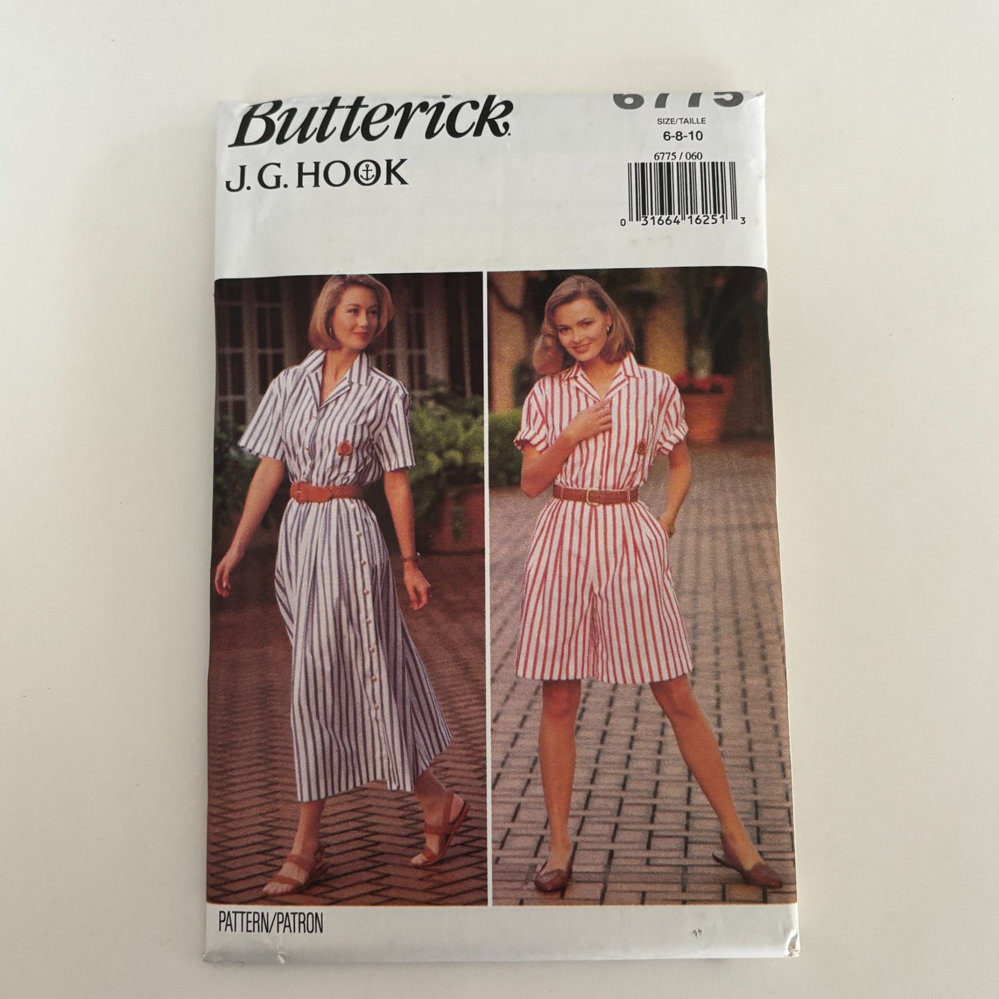 Butterick Sewing Pattern 6775 90s Shirt Dress Shorts Preppy Summer Outfit Skirt 6-10 Uncut