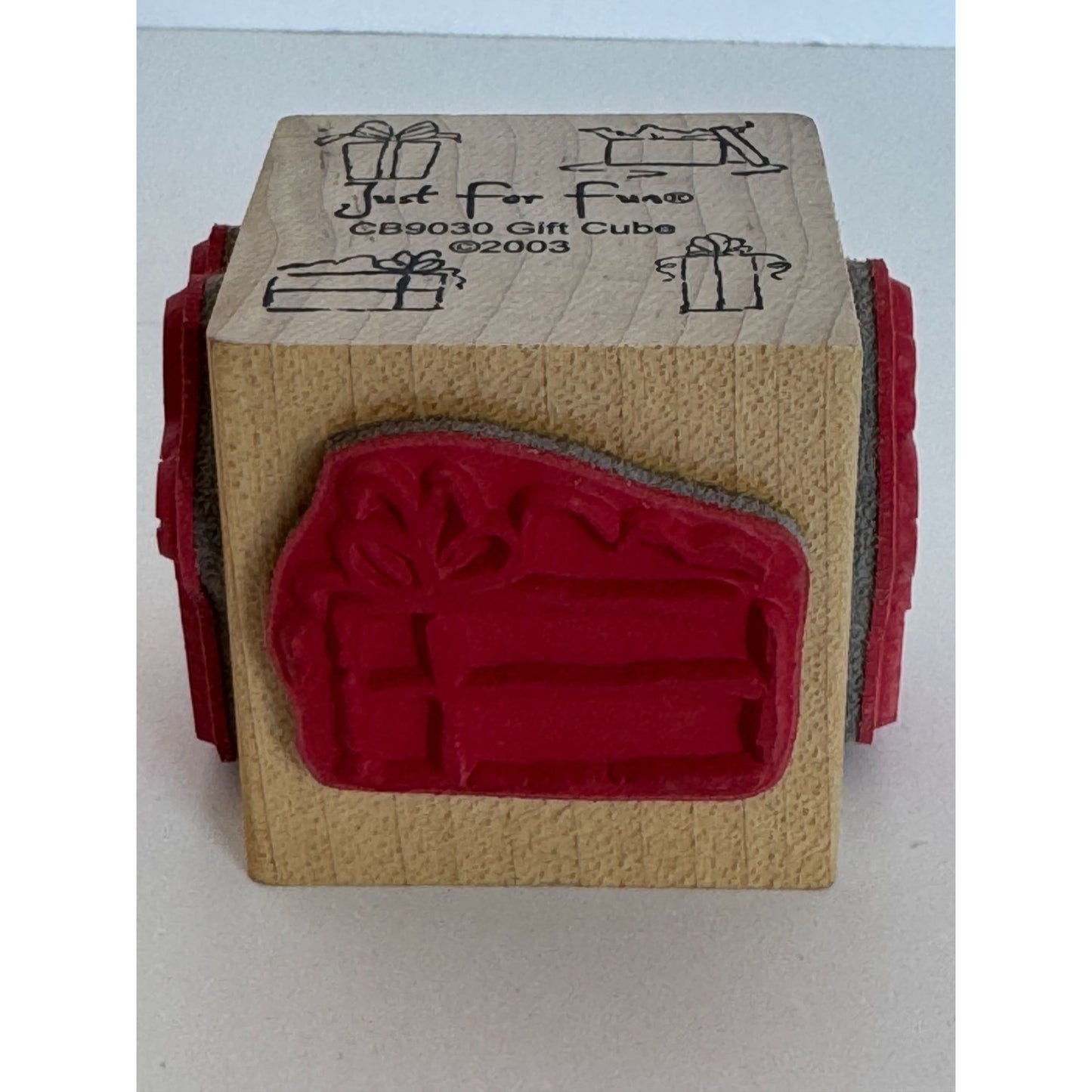 Just for Fun Rubber Stamp Gift Cube Birthday Present Tag Card Making Holidays