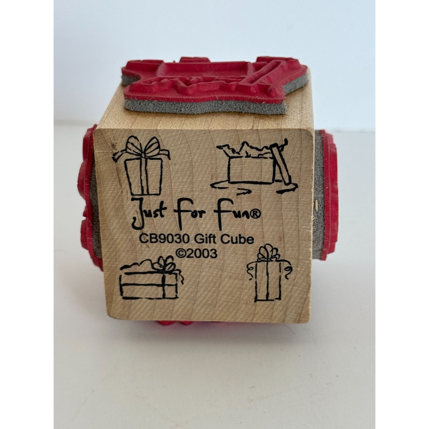 Just for Fun Rubber Stamp Gift Cube Birthday Present Tag Card Making Holidays