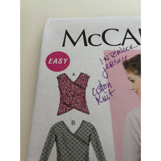 McCalls Sewing Pattern M7127 Tops Shirts Wrap Style 14-22 Uncut Easy Sleeveless