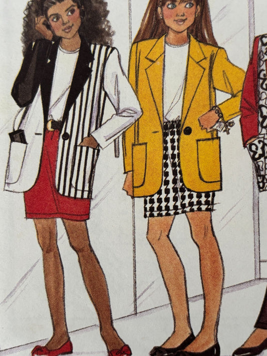 Butterick Sewing Pattern 6290 Oversized Blazer Pants 90s Retro Girls 7 8 10 UC
