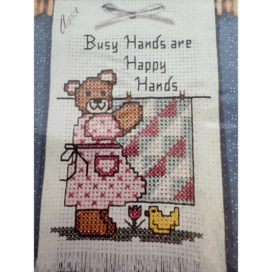 The New Berlin Counted Cross Stitch Kit Busy Hands Are Happy Hands Bear Duck