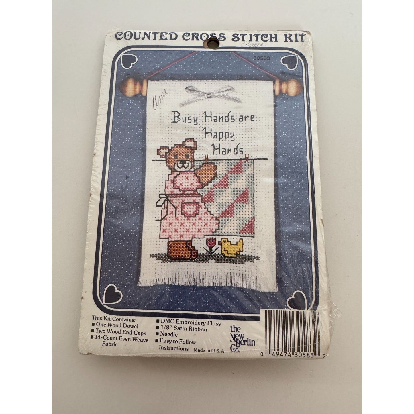 The New Berlin Counted Cross Stitch Kit Busy Hands Are Happy Hands Bear Duck