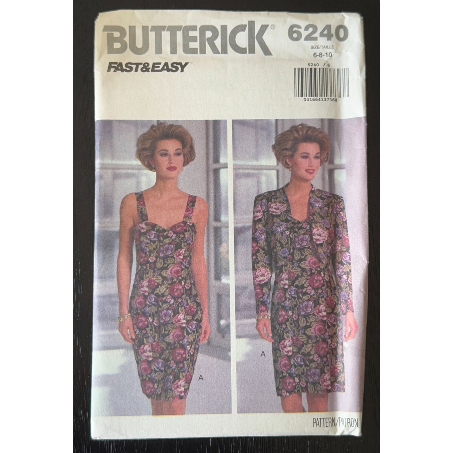Butterick Sewing Pattern 6240 Work Jacket and Dress Easy Career 1990s UC 6 8 10