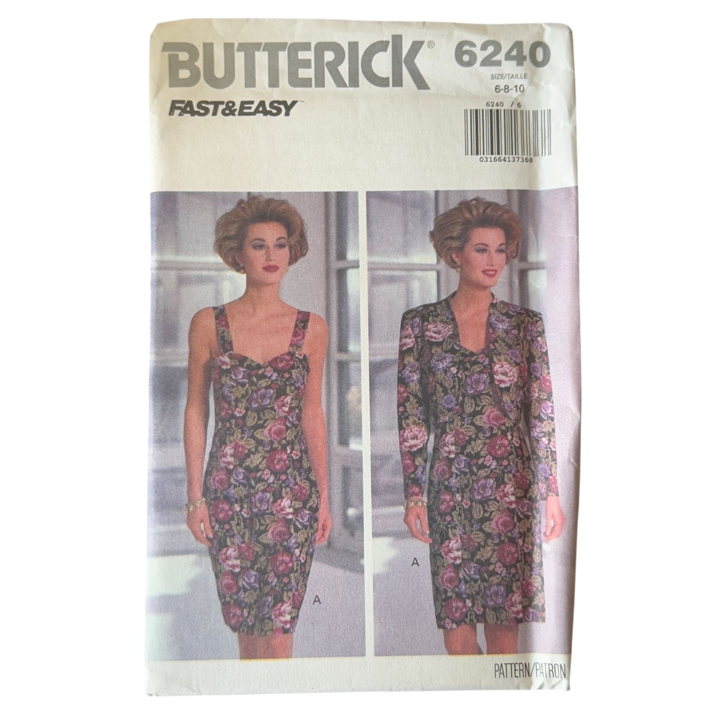 Butterick Sewing Pattern 6240 Work Jacket and Dress Easy Career 1990s UC 6 8 10