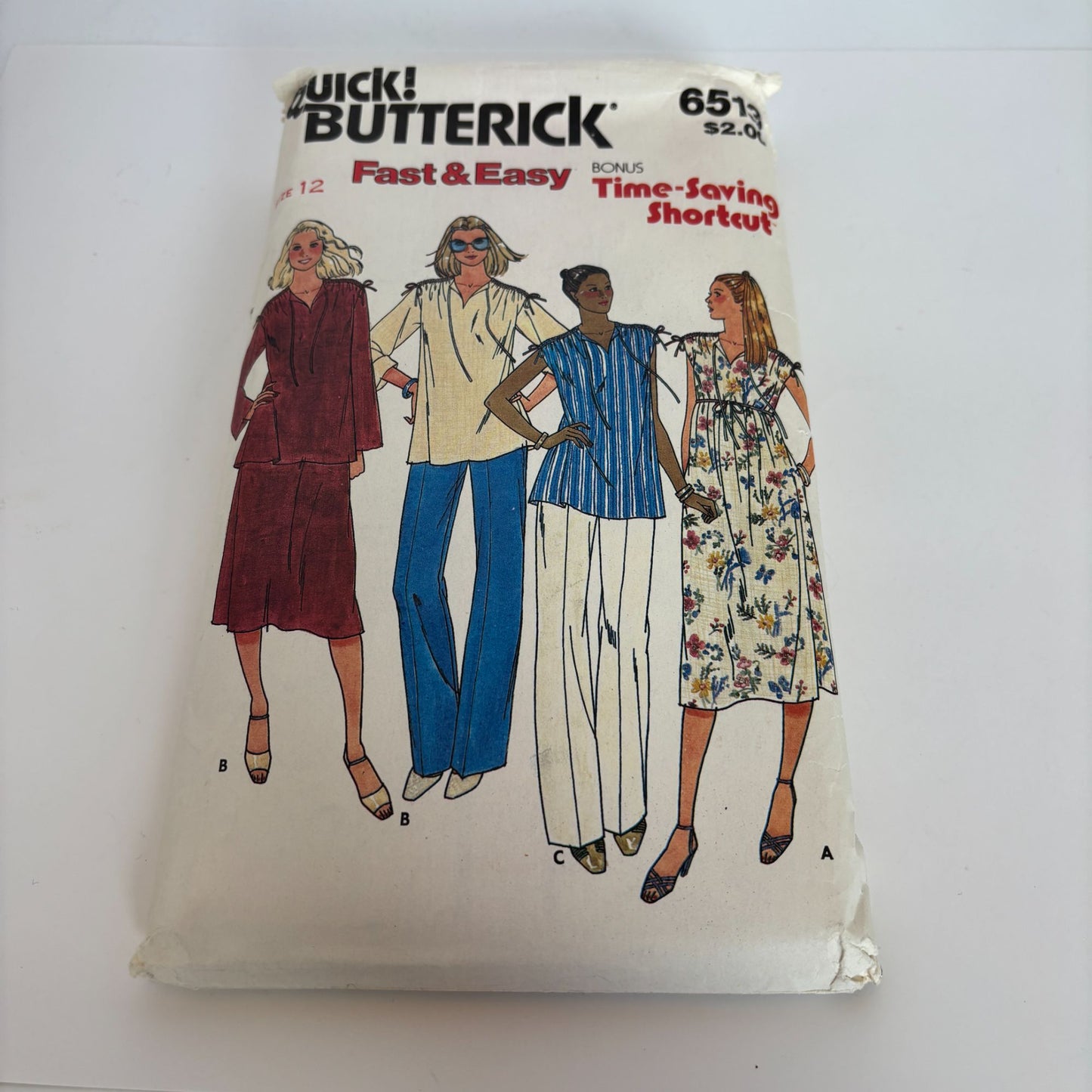 Butterick Sewing Pattern 6513 Maternity Dress Tunic Pants Skirt Vintage 12 CUT