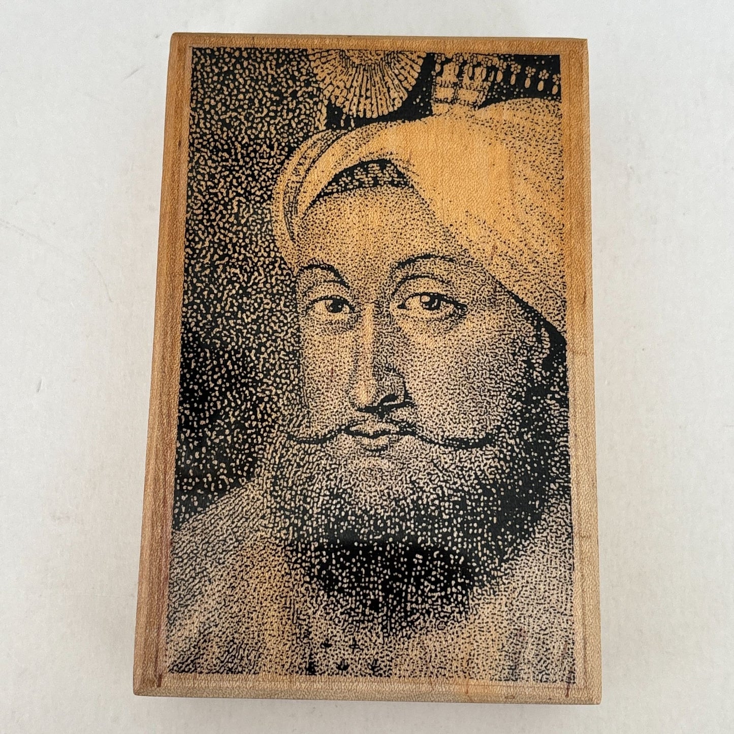 Postmodern Design Rubber Stamp The Sultan Portrait Mixed Media Art Wooden Large TK1-103-D Rare