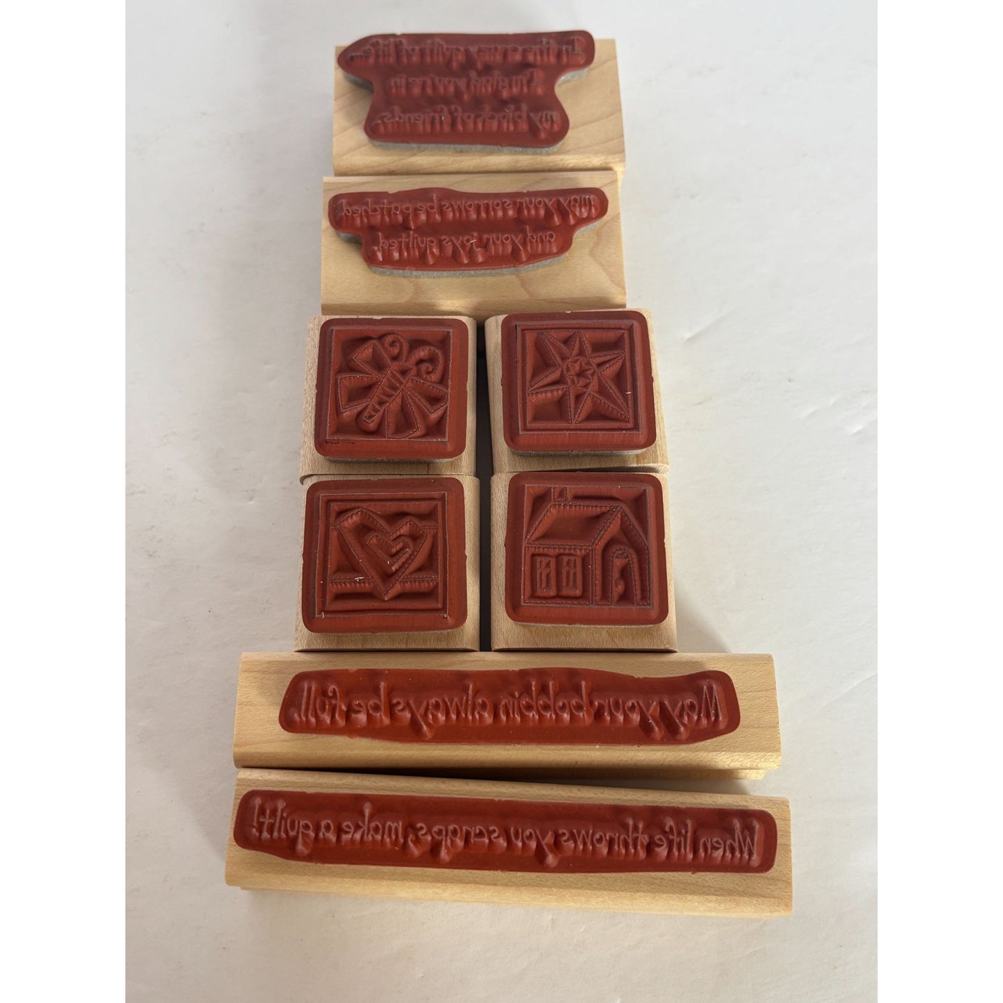 Stampin Up Rubber Stamp Set Quilt Quips Quilting Blocks Sewing Words Pun Funny