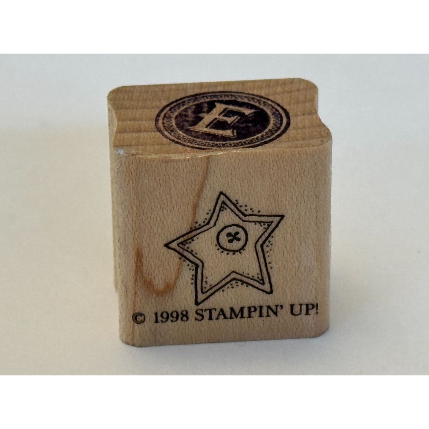 Stampin Up Rubber Stamp Star Button Sewing Notion Country Life Craft Wooden Art