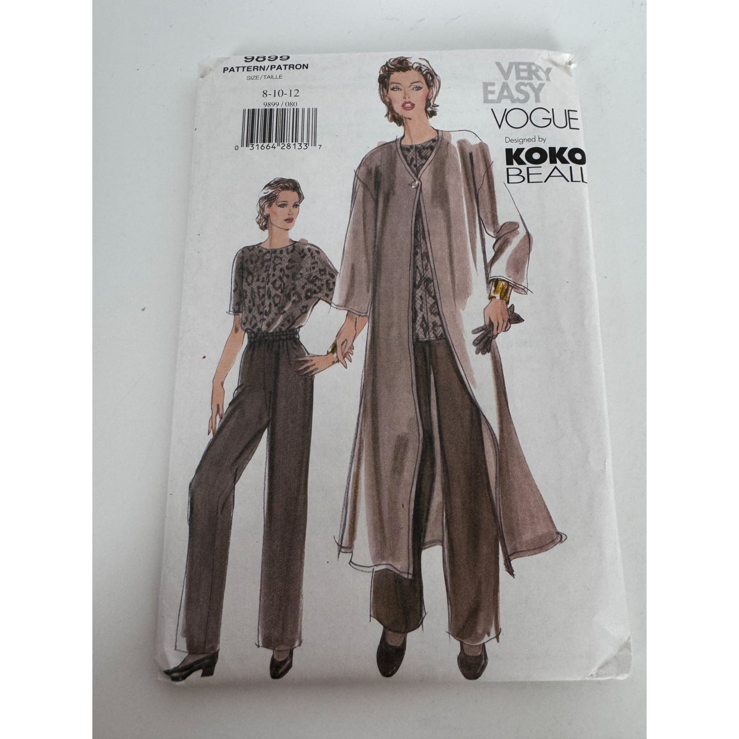 Vogue Sewing Pattern 9899 Oversized A-Line Duster Top Pants Easy Work 8 10 12 UC
