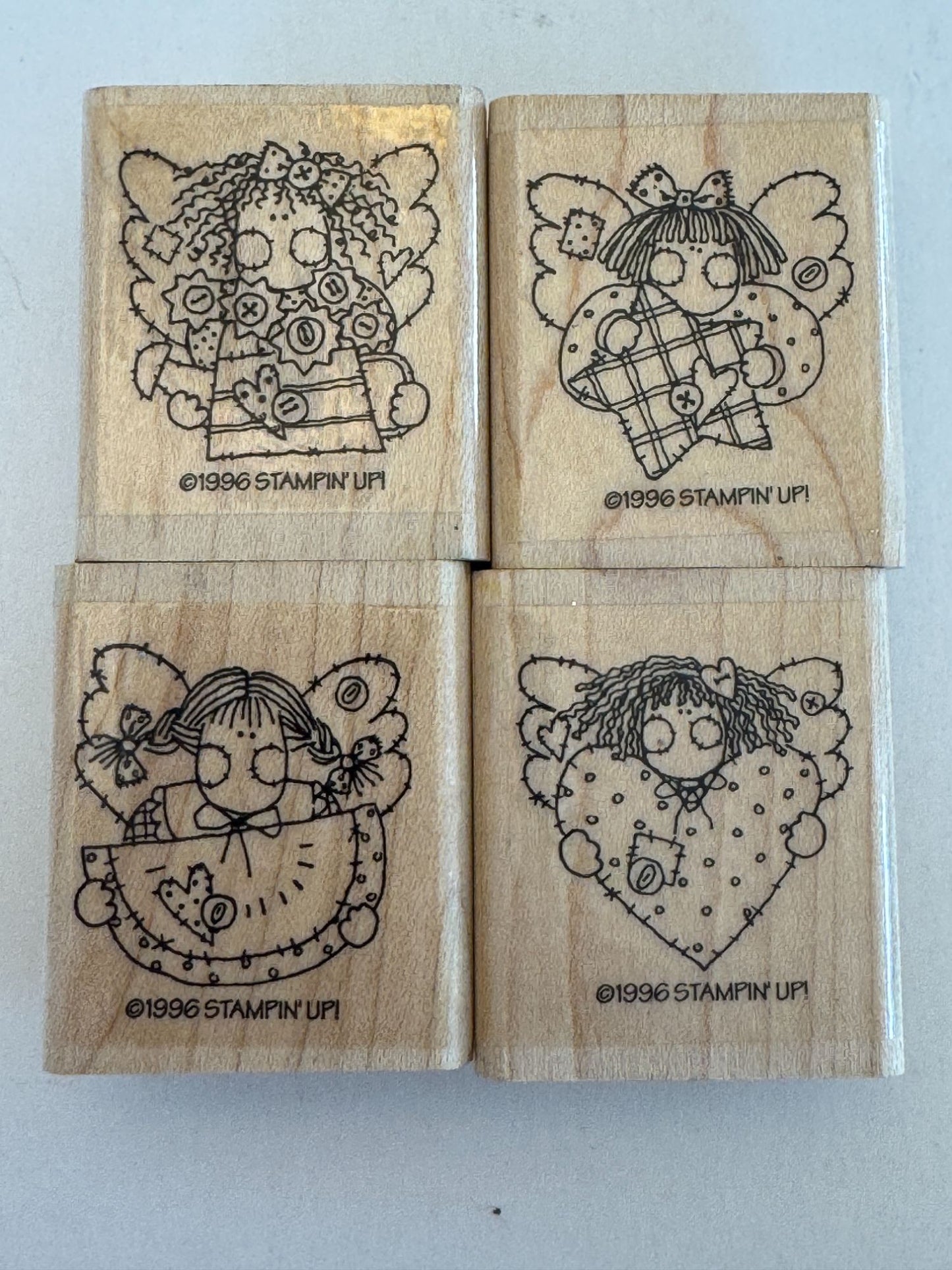 Stampin Up Rubber Stamps Angels Set Country Plaid Buttons Watermelon Heart Star