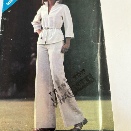 Butterick Sewing Pattern 3200 Wide Leg Pants Set Boho Top 8-12 Vintage 1970s Uncut