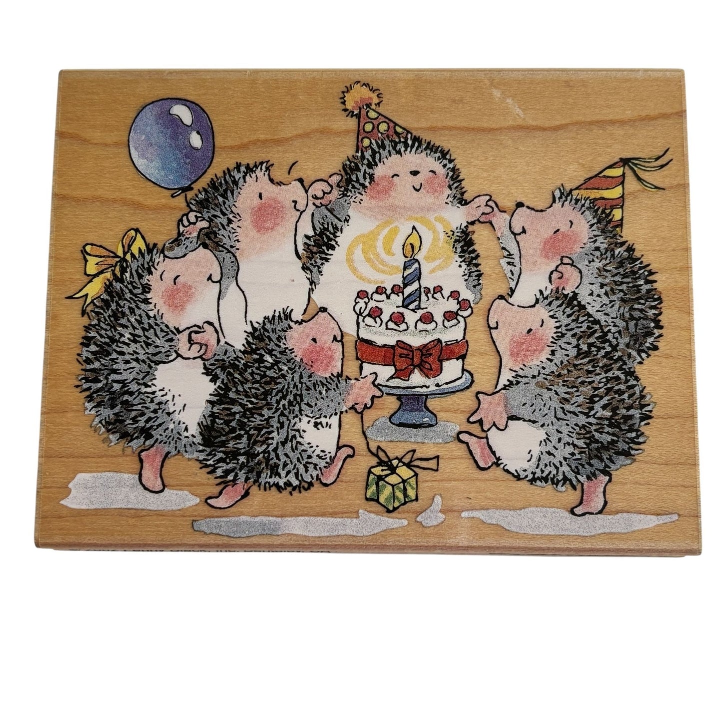 Penny Black Rubber Stamp Hedgehog Cake Dance Birthday Party Family Card Making