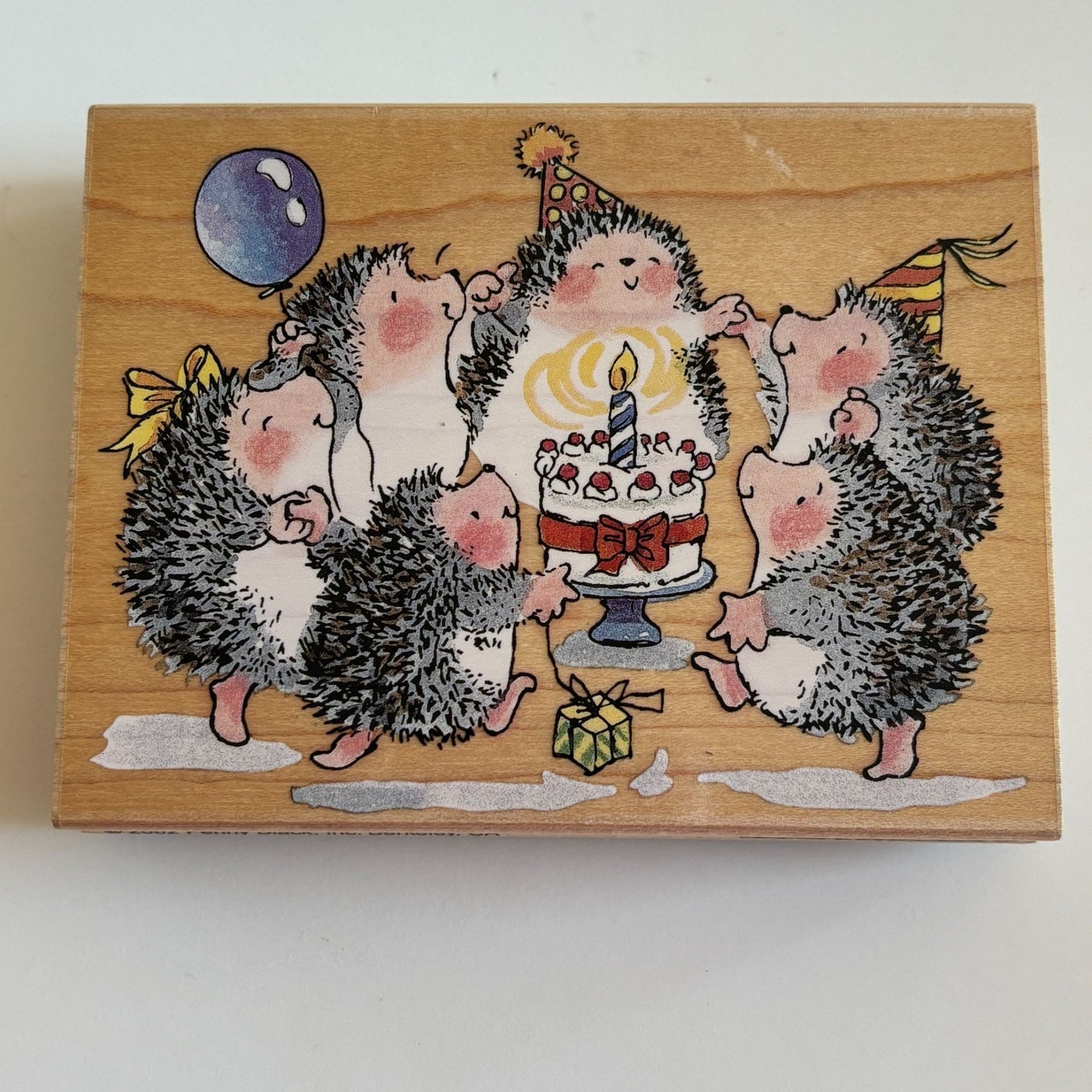 Penny Black Rubber Stamp Hedgehog Cake Dance Birthday Party Family Card Making