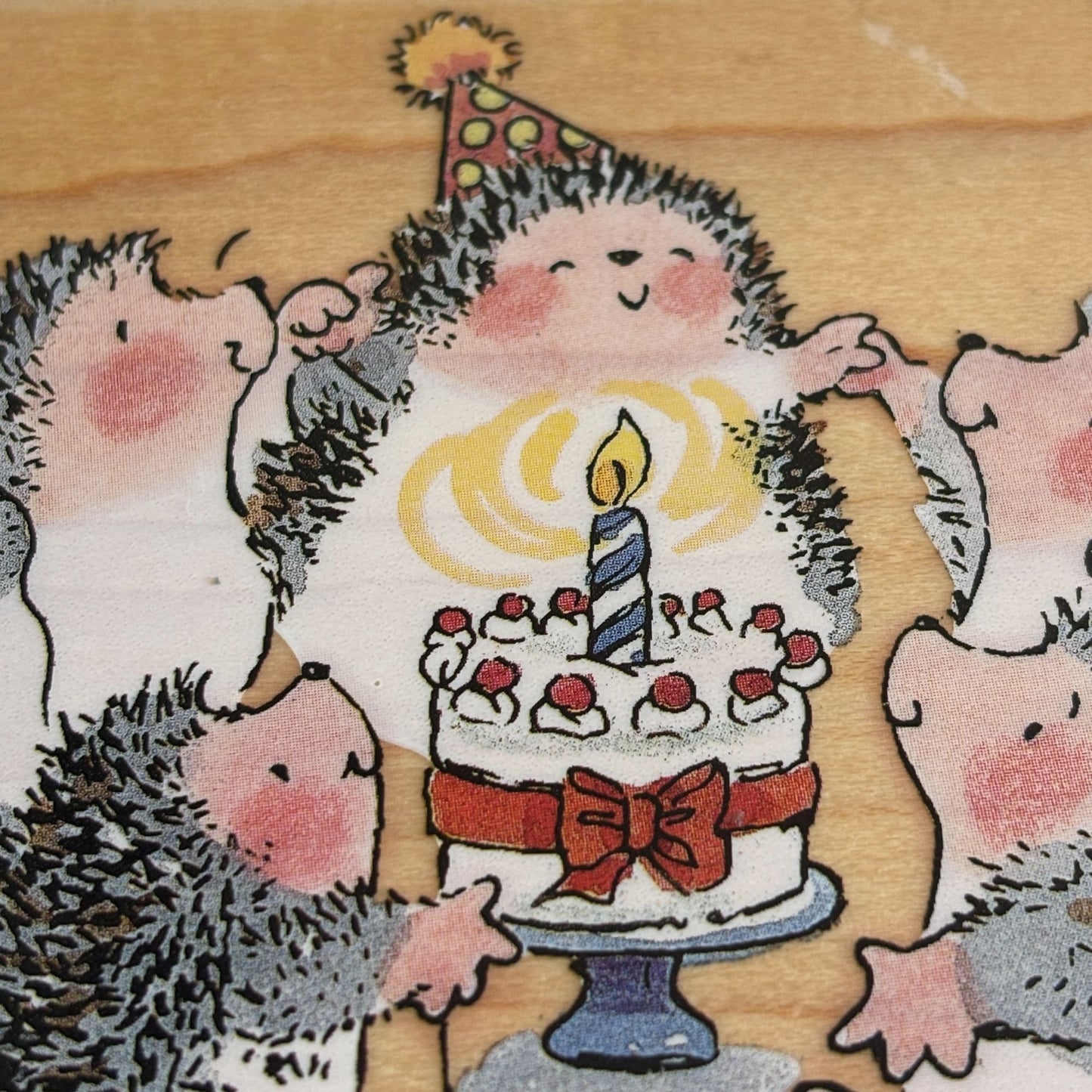 Penny Black Rubber Stamp Hedgehog Cake Dance Birthday Party Family Card Making