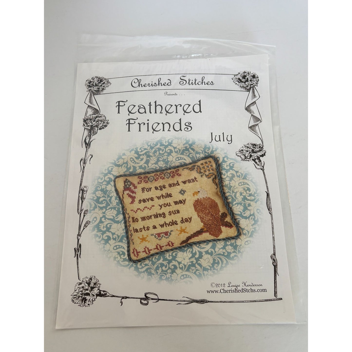 Cherished Stitches Cross Stitch Pattern Feathered Friends July 2012 Eagle Flag