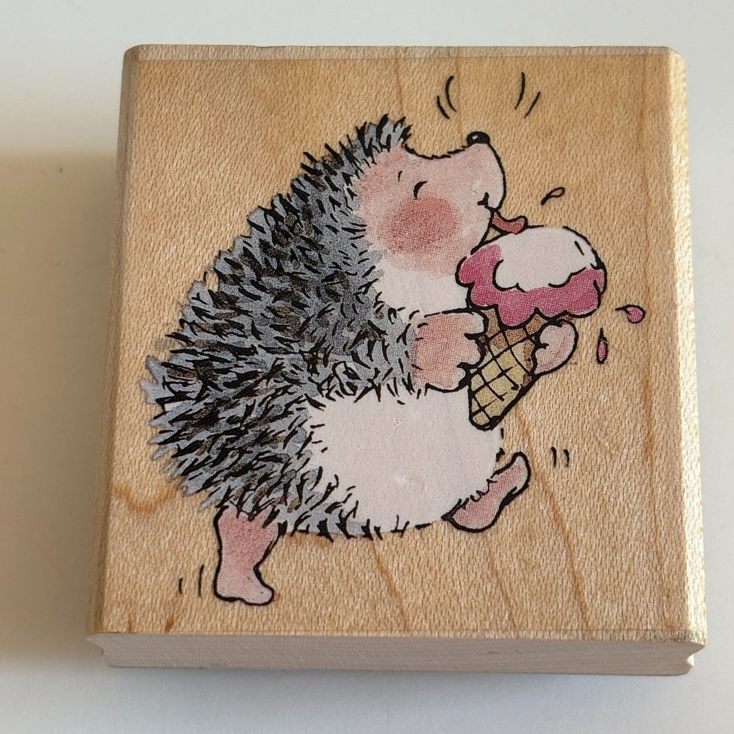 Penny Black Rubber Stamp Hedgy Flavor Hedgehog Ice Cream Cone Food Animal 2354F