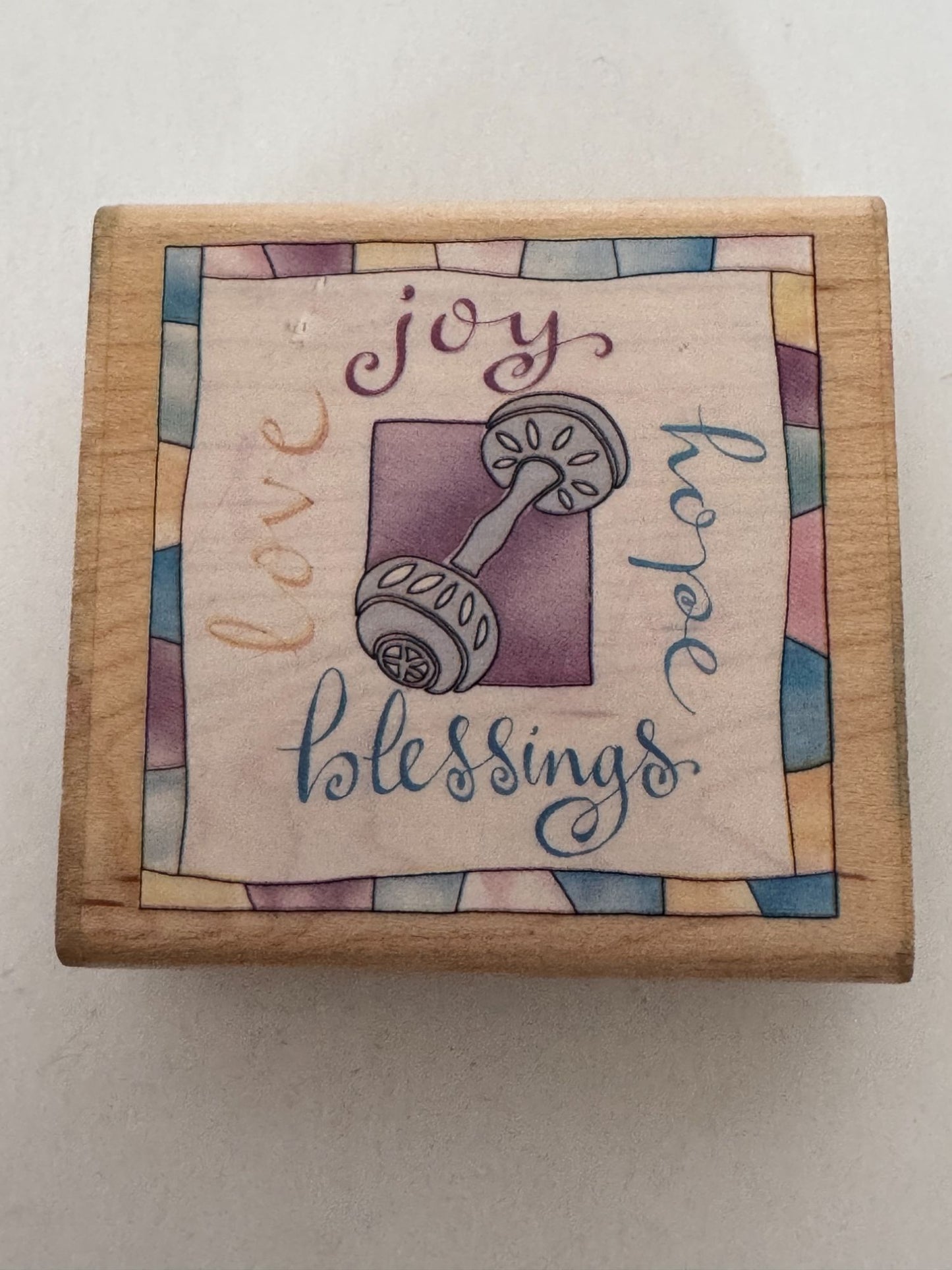 Inkadinkado Rubber Stamp Baby Shower Card Making Words Love Joy Hope Blessings